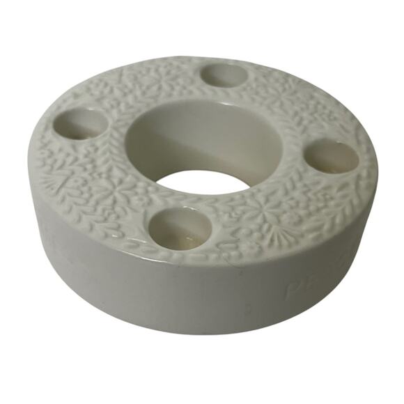 Hallmark Advent Candle Holder White Ceramic Floral Peace In Our World Round HTF - Picture 2 of 9